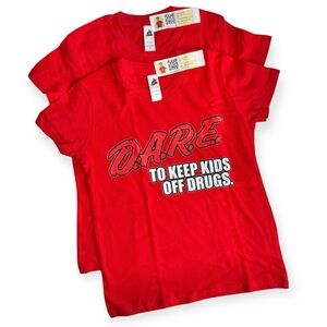 2 NEW Red Ribbon Week D.A.R.E. red Kids Small Tee’s Custom